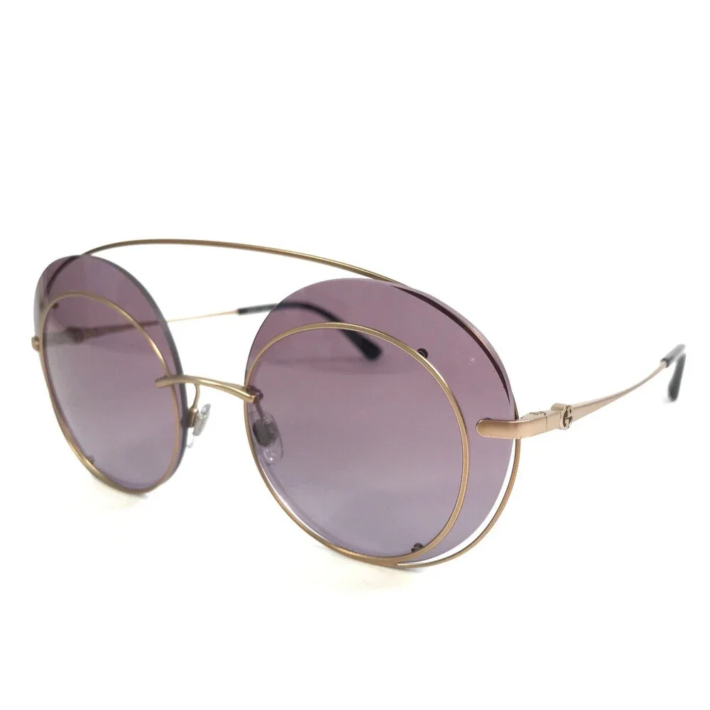 Giorgio Armani Sunglasses AR6043 3006/8H Gold Rimless Frames with Purple Lenses